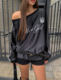 Girls' Unbalanced Glossy Rugby Sweatshirt