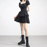 Webit Shirring Puff Dress