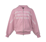 lettering hoodie zip-up
