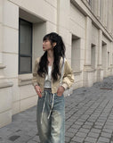 Midyu Leather Crop Blouson Jumper