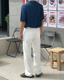 Non-fade White Wide Denim Pants