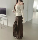 Wide Banding 4-Season Side Cut Cotton Pants