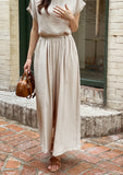 Hazel Wrinkle Short Sleeve T-Blouse Banding Wide Pants Set