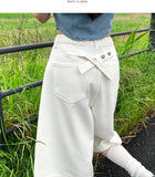 Unique Cross Adjust Point Bermuda Knee Length Cotton Pants