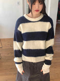 Mayo Wool Stripe Angora Semi-Crop Knit