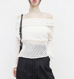 Vininto net off-shoulder knitwear