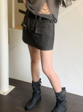[belt set] Even Stitch Pocket Cargo Cotton Mini Skirt