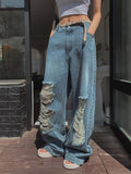 muse wide damage denim pants