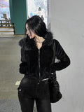 Made Routine Velvet Fur Hood Zip-Up
