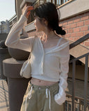 Lizu Delicate V-Neck Crop Cardigan