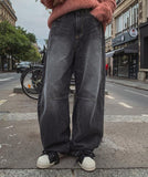 Akiji cut wide denim pants