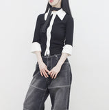 Orbi Color Matching Shirt Cardigan (Mini Strap Set)