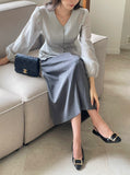 Mion V-neck Shirring Strap Blouse