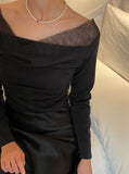 Shadov See-Through Shirring Span Tee Blouse