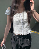 Nelly off-lace frill sleeveless blouse