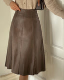 Lazy flare leather long skirt