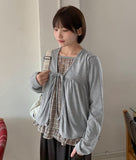 Meganne Check Frill Layered Long Sleeve Tee
