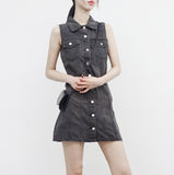 Tein sleeveless denim one piece