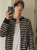 Moment Punching Stripe Knit Cardigan