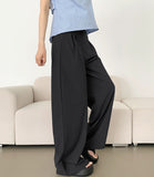 Waist Adjust Rustling Span Best Wide Two-Pin Tuck Slacks Pants