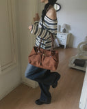 Shapin Suede Leather Combi Shoulder Bag