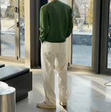 Living pintuck half-bending cotton pants