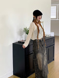 Runt vintage damage net net crop long sleeve knit