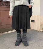 Poje Denim Pleats Brushed Midi Skirt