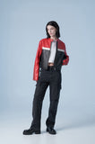 Lambskin cropped biker jacket