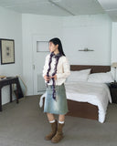 Becken Double Color Matching Frill Twist Knit Muffler