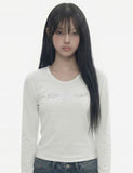 LACE BACK CROSS U-Neck Long Sleeve