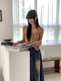 Romine lace color matching ribbed long sleeve cardigan