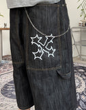 Leton embroidery bermuda denim pants