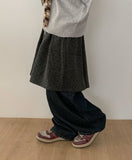 Ruronco Wool Dot Midi Skirt