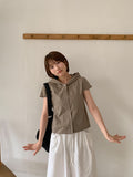 Ennew Crop Hood Short Sleeve Shirt