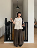Folding Embroidery Punching Ribbon Nashi Blouse
