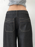 [MADE/Non-Fade] Front two-button stitch wide raw denim pants