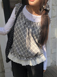 Poupo Lace Layered Scrunchie Check Sleeveless