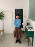 Loop banding corduroy cargo long skirt