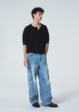 HEM BUTTON UTILITY DENIM PANTS