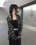 Edo Overfit Check Hood Shirt