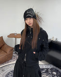 Tupel Rivet Crop Zip-Up