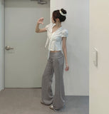 Flowy Fold Low-Rise Bootcut Banding Pants