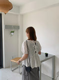 Lingo Lace Ribbon Shirring Blouse