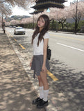 Chete Knot Check Pleats Mini Skirt
