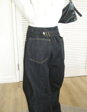 Chavel Button Back Adjust Wide Denim Pants