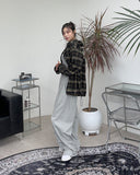 Dehes Hooded String Checkered Shirt