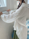 Morton back-slit see-through strap boxy fit long sleeve shirt
