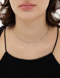 Nova Silver (W) Pave Station Necklace