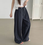 Summer Cooling Cool Pintuck Wide Banding Slacks Pants